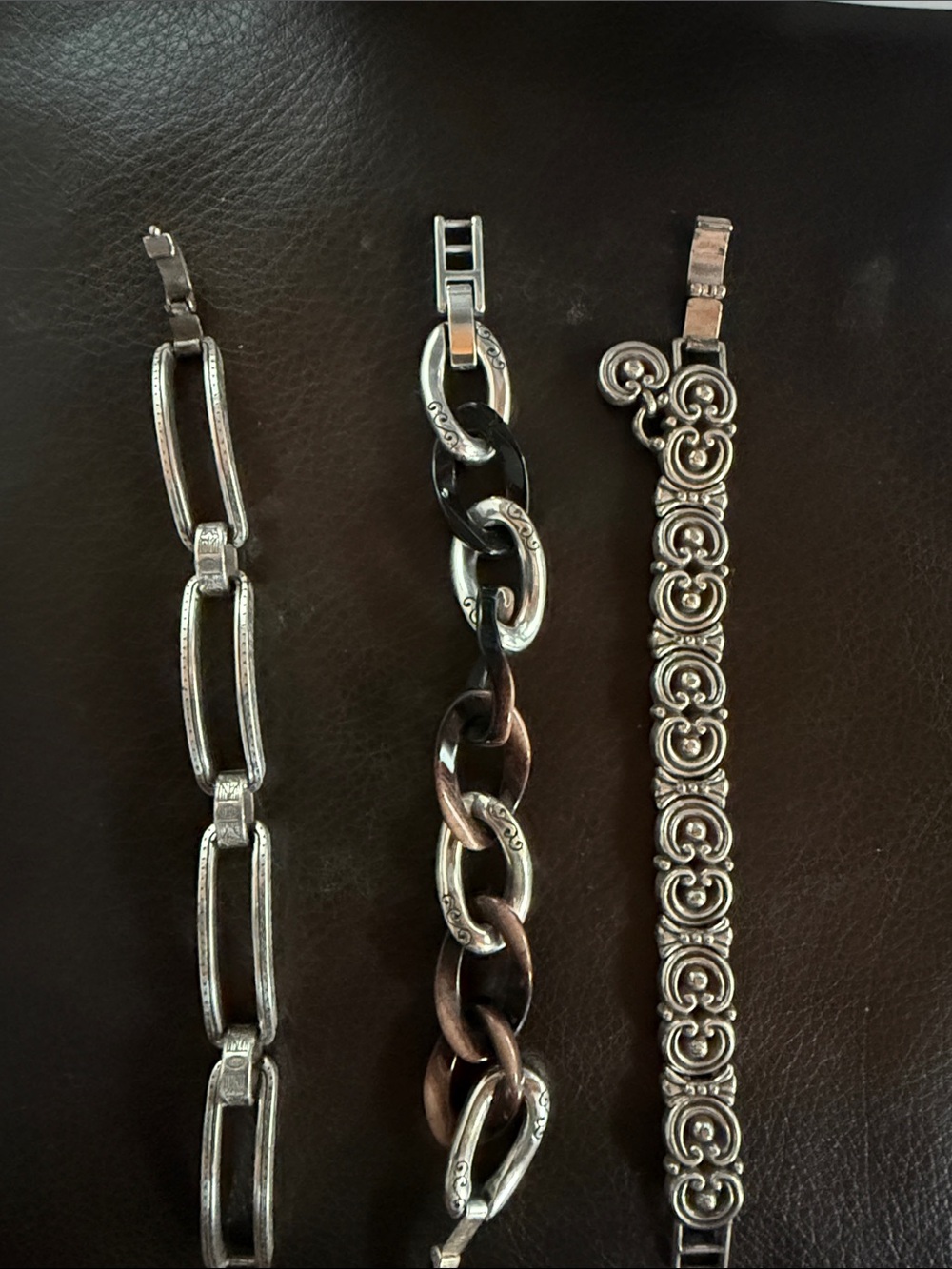 Silver-Tone Link Bracelet - Black and Silver